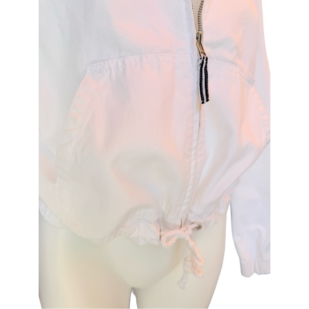 GAP White Hooded Zip Canvas Coastal Sailing Boating Jacket Sz L - Picture 2 of 9